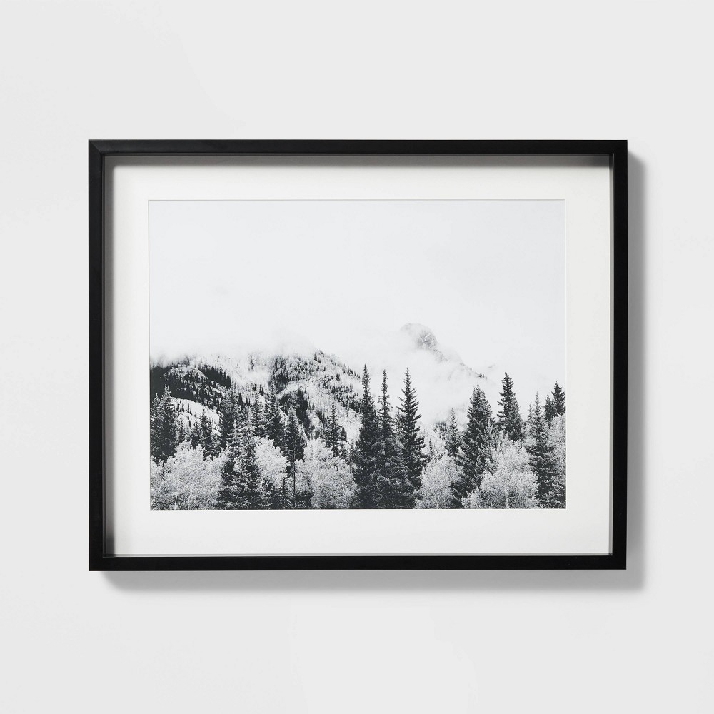 Photos - Wallpaper 30" x 24" Foggy Mountains Framed Wall Art - Threshold™ designed with Studi