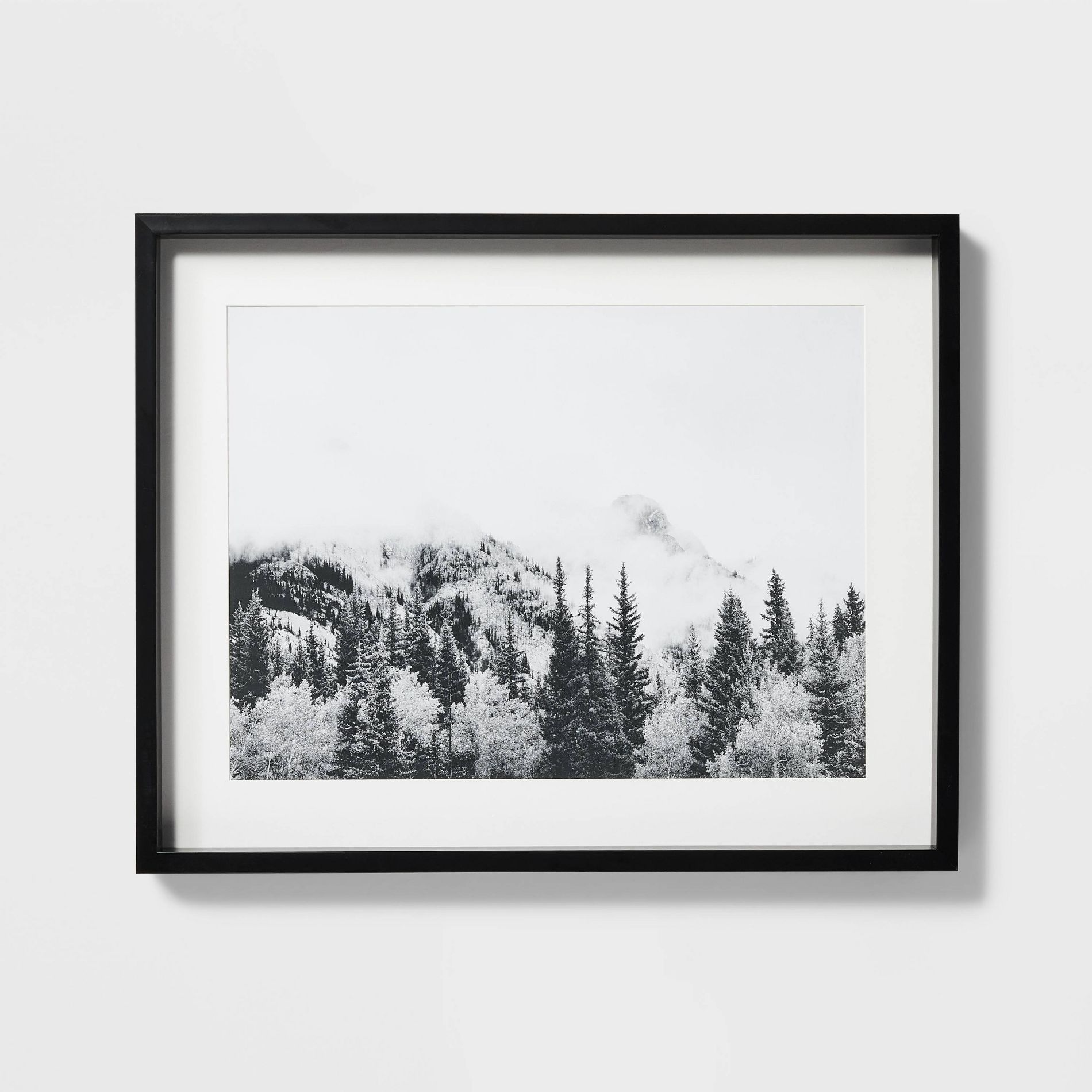 30"x24" Foggy Mountains Framed Wall Art - Threshold™ designed with Studio McGee: Modern Decor, Black Frame, Landscape Print