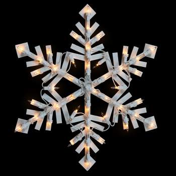 Northlight 15.5" White Lighted Snowflake Christmas Outdoor Window Silhouette