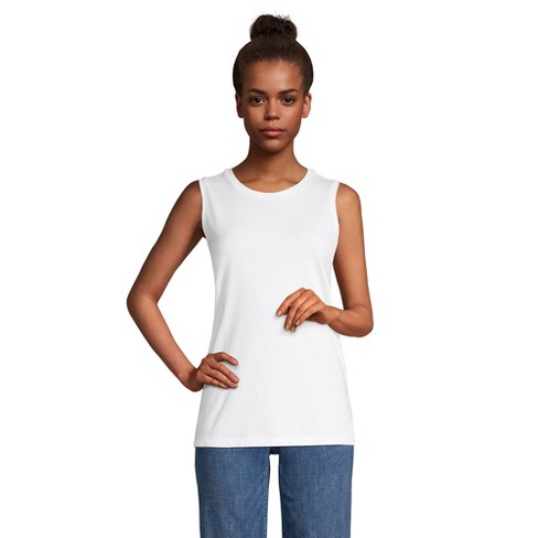 Lands' End Women's Supima Cotton Crew Neck Tank Top - X-small - White :  Target