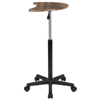 Rustic Walnut Adjustable Height Mobile Laptop Desk