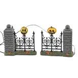 Department 56 Villages Jack-O-Lantern Lit Fence Corner  -  Set Two Village Fence Corners 3.0 Inches -  Halloween Spooky  -  6007702  -  Resin  - 