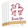 Big Dot of Happiness Pink Elegant Cross - Girl Religious Party Thank You Cards (8 count) - 2 of 4