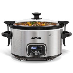 Heynemo 4QT Slow Cooker, Programmable Pot with Locking Lid, Removable Ceramic Pot, 3 Heating Settings & Time Control,Dishwasher-safe Lid & Pot - 1 of 4