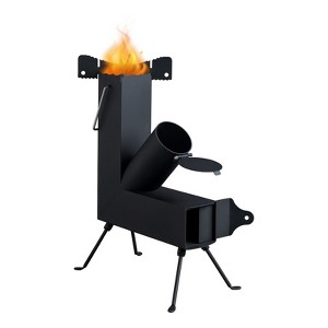 Karl Home | 38 in. Black Metal Patio Round Fire Pit with Grill - 1 of 4