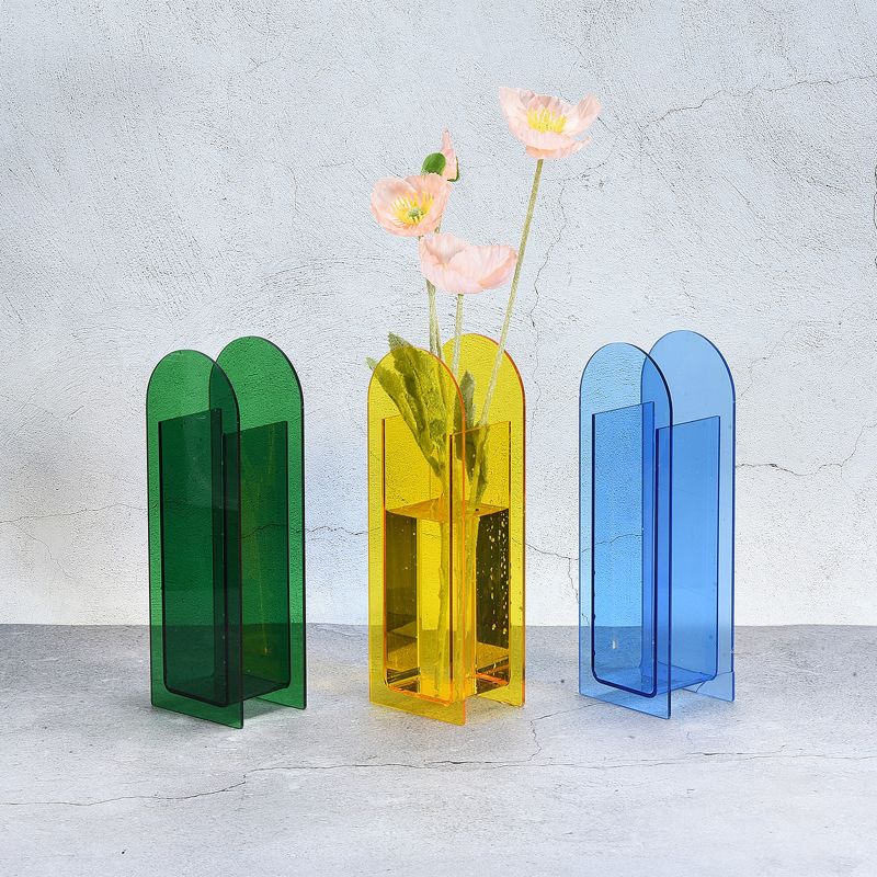 Unique Bargains Geometric Plastic Arch Acrylic Decorative Floral Vase Clear, 5 of 6