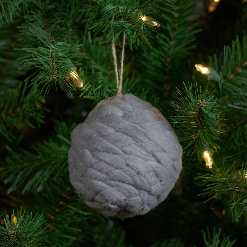 Northlight Charcoal Gray Knit Shatterproof Christmas Ball Ornament 3.25" (80 mm), 2 of 3