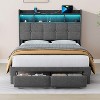 Dolonm Full Size Bed Frame w/LED Lights & 20W Fast Charging, Upholstered Headboard w/Storage, 2 Drawers, No Box Spring Needed, Easy Assembly - 2 of 4