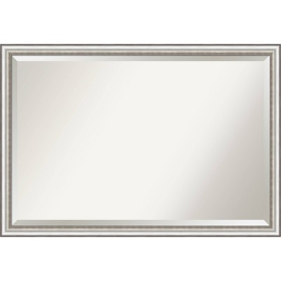 39" x 27" Beveled Salon Silver Narrow Wall Mirror - Amanti Art