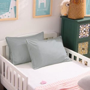2 Pack 500 Thread Count Cotton Envelope Toddler Pillowcases, Ultra Soft Travel Pillow Cases - NTBAY - 1 of 4