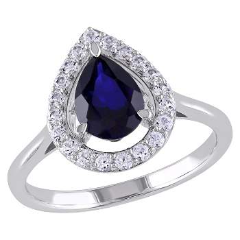 2/5 CT. T.W. Simulated White Sapphire with 1.8 CT. T.W. Simulated Blue Sapphire Shared Ring in Silver