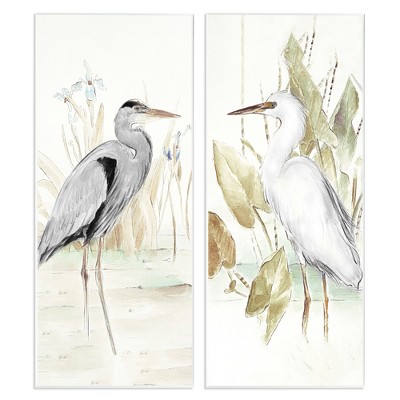 Stupell Industries Heron Egret Marsh Landscape 2pc Wall Plaque Art Set