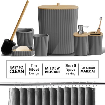 Gray Plastic and Fabric 20-Piece Bathroom Accessories Set