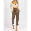 Women's SATIN FRONT PLEAT TIE PANT - OLIVACEOUS - 4 of 4