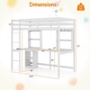 Costway Twin Loft Bed with LED Light & Power Outlet Desk Storage Shelves & Cabinet - 3 of 4
