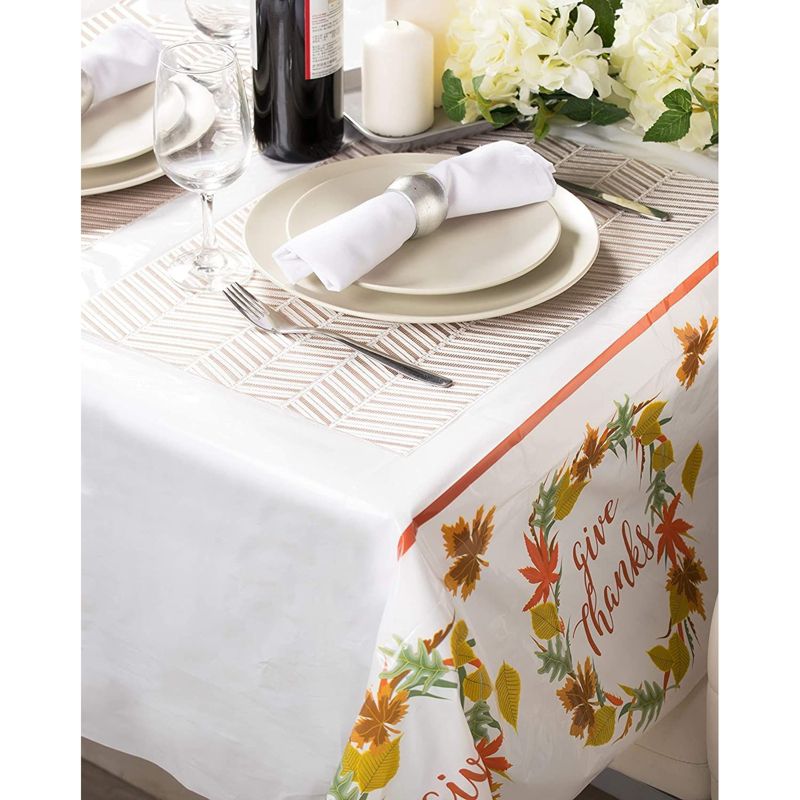 Juvale 6 Pack Thanksgiving Plastic Tablecloth, Fall Themed Party Decor (54 x 108 Inches), 2 of 6