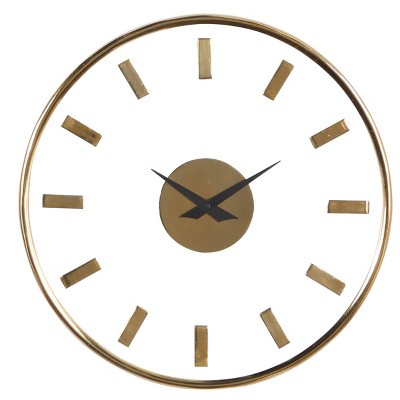 14 Pleated Brass Round Analog Wall Clock Antique Finish - Hearth & Hand™  With Magnolia : Target