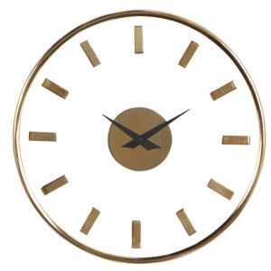 14" x 14" Round Aluminum Wall Clock with Clear Face Gold - Olivia & May - 1 of 4