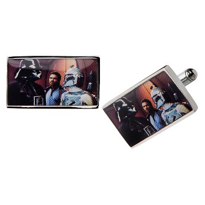 Men's Star Wars Darth Vader Graphic Stainless Steel Rectangular Cufflinks