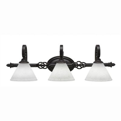 Toltec Lighting Elegante 3 - Light Vanity in  Dark Granite with 7" White Muslin Shade