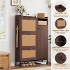 Shoe Cabinet Rattan with 3 Flip Drawers and 4-Tier Shoe Storage Cabinet, Freestanding Shoe Organizer with Adjustable Shelves - 4 of 4