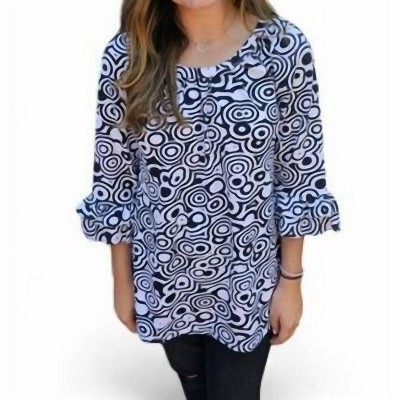 Women's CIRCLE PRINT TUNIC WITH RUFFLE TRIM ON SLEEVE - Erma’s Closet