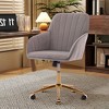 ALEXOUN Velvet Swivel Home Office Chair,Height Adjustable Upholstered Vanity Chairs with Gold Base,Ergonomic for Office,Bed Room,Small Space - 2 of 4