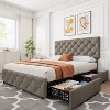 Jojoka Bed Frame with Headboard Adjustable,Upholstered Platform Bed Frame with 4 Drawers,Wooden Slats Supports - 2 of 4