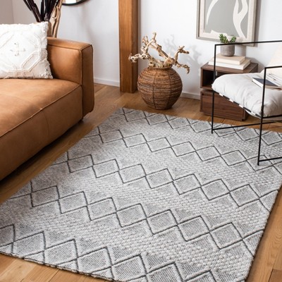 Marbella Gray and Black Hand Woven Wool Area Rug