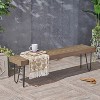 Wooakway Modern 61" L Weather-resistant Patio Bench With Powder-Coated Metal Hairpin Legs & Acacia Wood Top For Garden Sunroom Poolside Decoration - 3 of 4