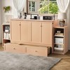 KWPZQEB Murphy Bed, Farmhouse Murphy Cabinet w/ 2 Drawers & Open Shelves, Wooden Cabinet Bed, Hideaway Foldable Platform Bed for Guest Room - 3 of 4