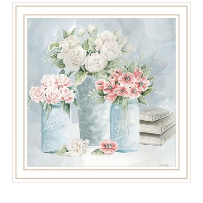 HomeRoots Pastel Peonies Pretties White Framed Print Wall Art