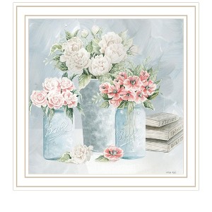 HomeRoots Pastel Peonies Pretties White Framed Print Wall Art - 1 of 4