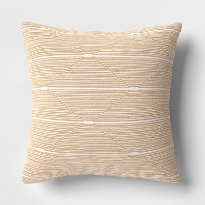 18&#34;x18&#34; Diamond Stripe Square Outdoor Throw Pillow Tan - Threshold&#8482;_1