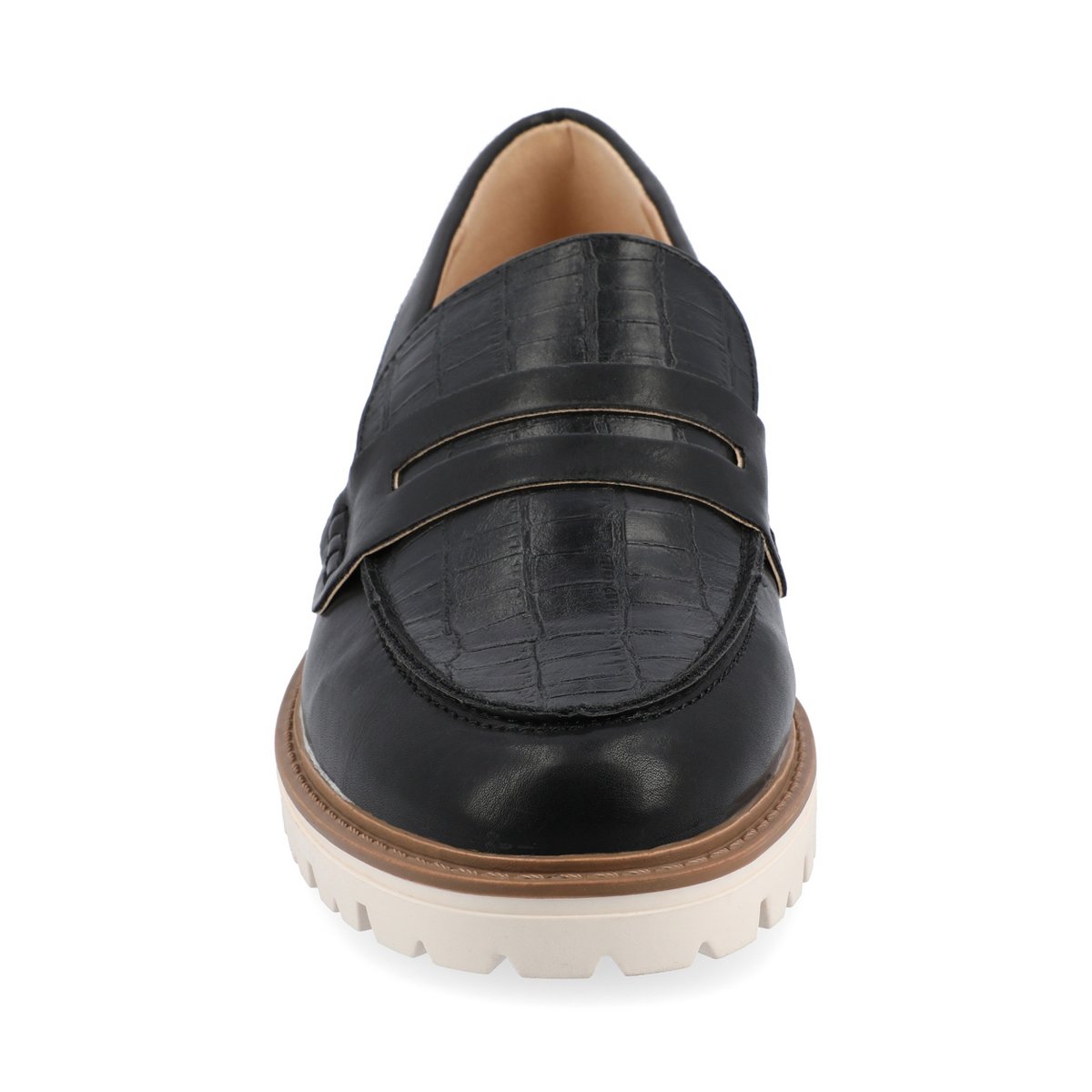 Женские туфли Journee Collection Women's Kenly Medium and Wide Width Slip On Round Toe Loafer Flats Patent/Black 12 — фото 6