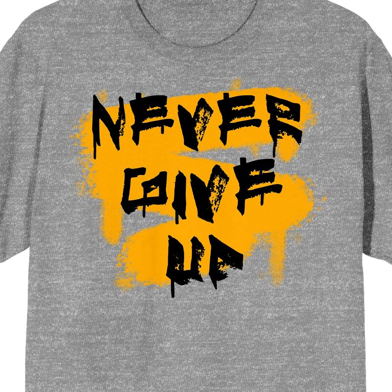 Gym Culture "Never Give Up" Unisex Adult's Heather Gray Graphic Tee, 2 of 4