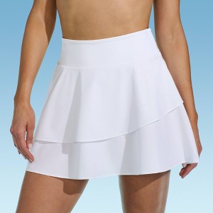 Lands' End Women's Tiered Swim Skirt with Panty - White - 1 of 3
