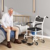 HOMCOM Shower Wheelchair, Commode Wheeled Chair with Seat, Backrest, Arms, Locking Wheels, for Seniors, Adults, Injured or Disabled, Black - 3 of 4