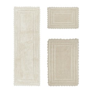 Lilly Crochet Collection 100% Cotton Tufted Reversible 3-Piece Bath Rug Set – Super Absorbent, Machine Washable Bathroom Mats with Crochet Pattern - 1 of 4