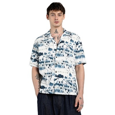 Campus Sutra Men Men's Navy Blue Oversized Water Strokes Shirt