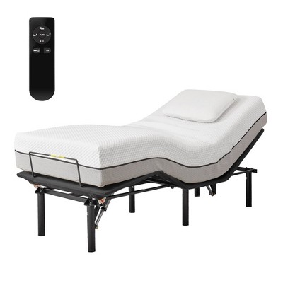 Adjustable Bed Frame, Twin XL Home Adjustable Bed Base With Head And Foot Incline, Anti-Snore Bed Base For Home Bedroom, Antique Black