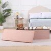 VECELO Folding Storage Ottoman Bench, End of Bed Linen Fabric Foot Rest Stool with Padded Seat, Large Footstool for Bedroom or Living Room - 4 of 4