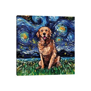 Golden Retriever Night (Dark Coat) by Aja Trier Unframed Wall Canvas - iCanvas - 1 of 3