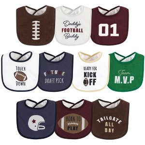 Hudson Baby Cotton Terry Drooler Bibs with Fiber Filling, Football, One Size - 1 of 4