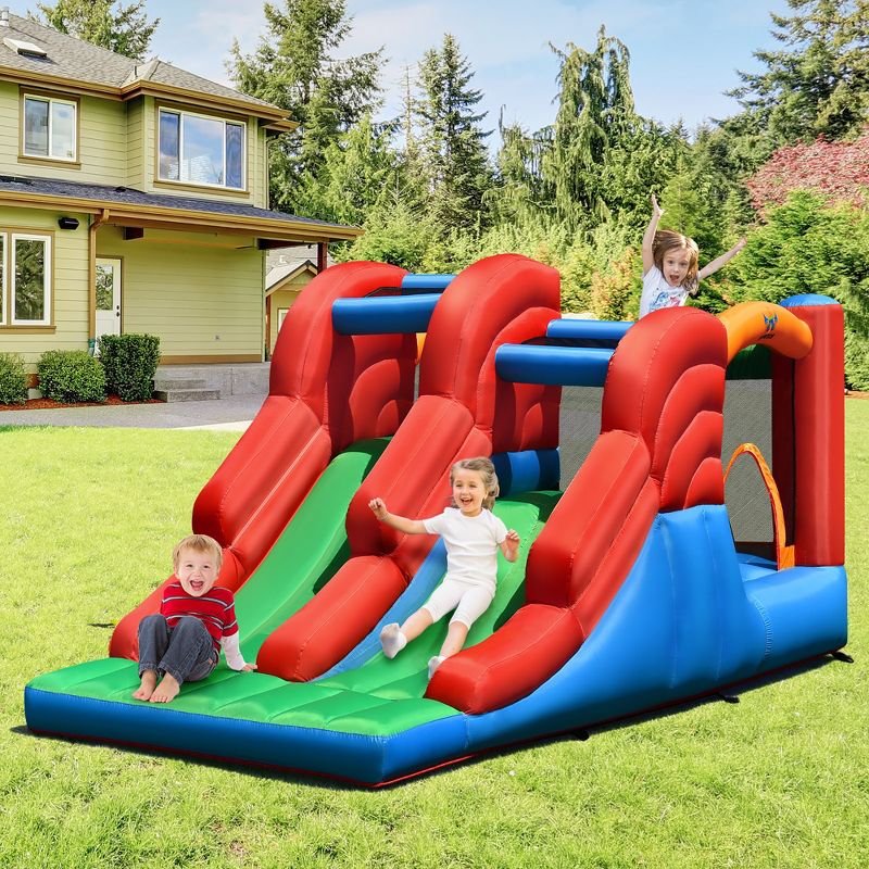 Costway Inflatable Bounce House 3-in-1 Dual Slides Jumping Castle Bouncer w/ 550W Blower, 2 of 11