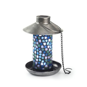 Smart Solar Adelie Mosaic Glass Solar Bird Feeder - Pewter - 1 of 4