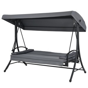Tangkula 3 Person Patio Swing Hammock w/Convertible Seat Swinging Chair Bench for Garden Poolside Balcony - 1 of 4