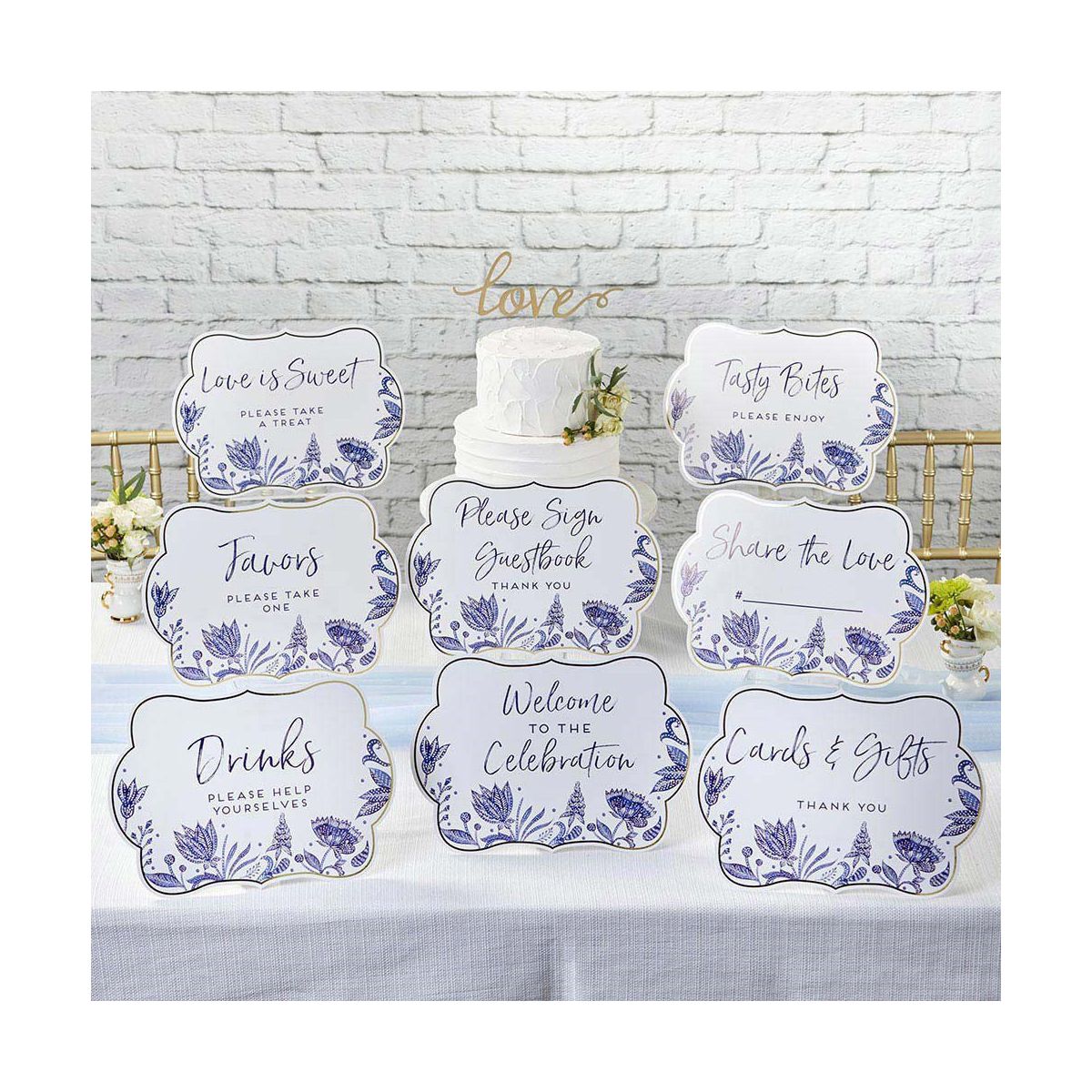 Kate Aspen Blue Willow Decor Sign Kit (Set of 8) | 28539NA - thumbnail 2