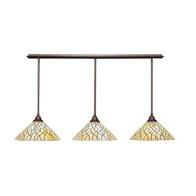 Toltec Lighting Any 3 - Light Chandelier in  Bronze with 16" Sandhill Art Glass Shade