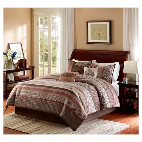 Piece Jacquard Comforter Set, Red California King Bedding